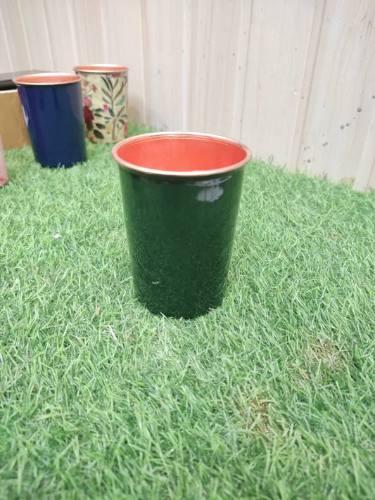 Vedicaa Pure Copper Green Glossy Tumbler
